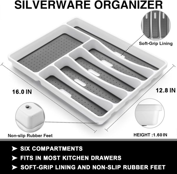 49-Piece Silverware Set with Organizer, Heavy Duty Stainless Steel Flatware for 8, Cutlery Utensil Sets with Steak Knives, Rust-proof, Mirror Polished, Dishwasher Safe - Image 4