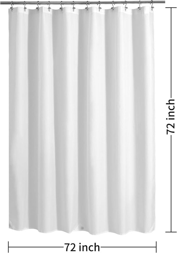 Waterproof Fabric Shower Curtain Liner with 3 Magnets - Soft Hotel Quality Cloth Shower Liner, Light-Weight & Machine Washable - Standard Size 72x72, White - Image 7