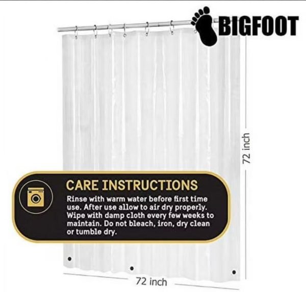 Shower Curtain Liner – 72 x 72 PEVA Heavy Duty Shower Curtain with Rustproof Metal Grommet and 3 Magnetic Weights – Odor Free and Compatible with Standard Showers, Clear - Image 9